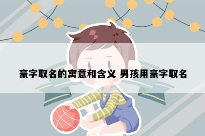 豪字取名的寓意和含义 男孩用豪字取名